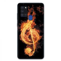 Coque pour Samsung Galaxy A21S Musique Clé Sol Feu N