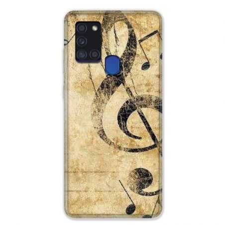 Coque pour Samsung Galaxy A21S Musique Clé Sol Vintage