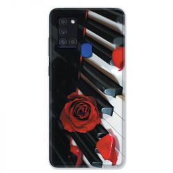 Coque pour Samsung Galaxy A21S Musique Rose Piano
