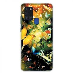 Coque pour Samsung Galaxy A21S Papillon Jaune