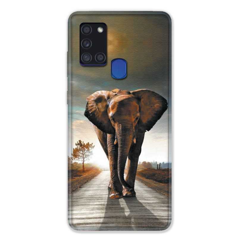 Coque pour Samsung Galaxy A21S Savane Elephant Route