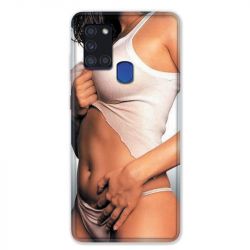 Coque pour Samsung Galaxy A21S Sexy Tee Shirt Blanc