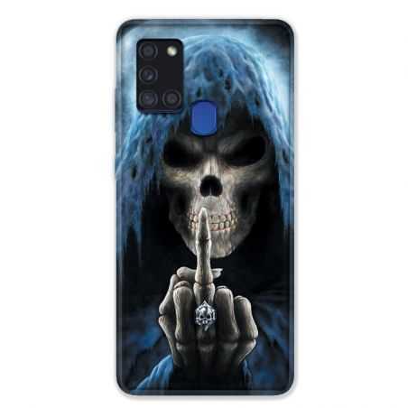 Coque pour Samsung Galaxy A21S Tete de Mort Doigt