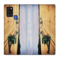 Housse cuir portefeuille pour Samsung Galaxy A21S Agriculture Moissonneuse