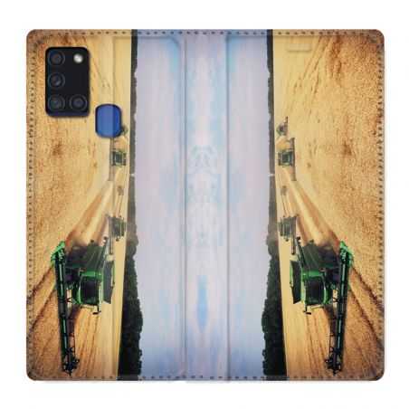 Housse cuir portefeuille pour Samsung Galaxy A21S Agriculture Moissonneuse