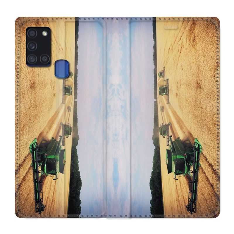 Housse cuir portefeuille pour Samsung Galaxy A21S Agriculture Moissonneuse