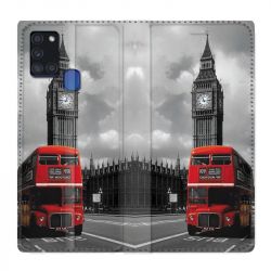 Housse cuir portefeuille pour Samsung Galaxy A21S Angleterre London Bus