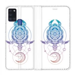 Housse cuir portefeuille pour Samsung Galaxy A21S Animaux Maori Tortue Color