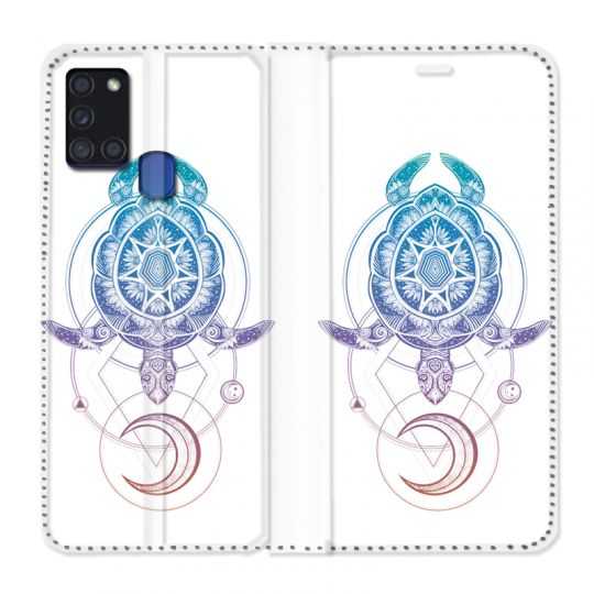 Housse cuir portefeuille pour Samsung Galaxy A21S Animaux Maori Tortue Color