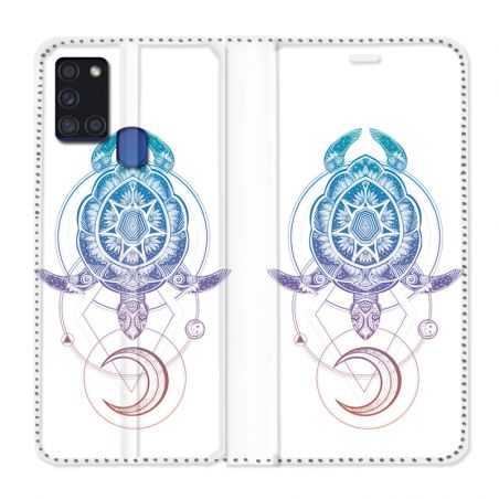 Housse cuir portefeuille pour Samsung Galaxy A21S Animaux Maori Tortue Color