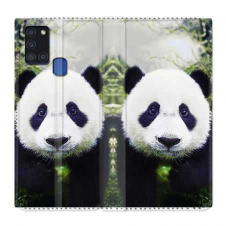 Housse cuir portefeuille pour Samsung Galaxy A21S Panda Color