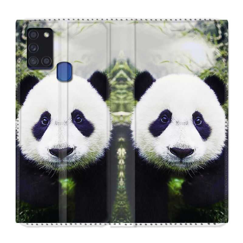 Housse cuir portefeuille pour Samsung Galaxy A21S Panda Color