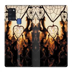 Housse cuir portefeuille pour Samsung Galaxy A21S Attrape Reve Noir