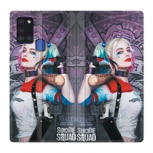 Housse cuir portefeuille pour Samsung Galaxy A21S Harley Quinn Batte