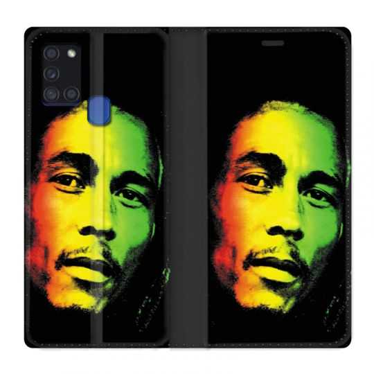 Housse cuir portefeuille pour Samsung Galaxy A21S Bob Marley 2