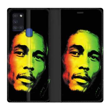 Housse cuir portefeuille pour Samsung Galaxy A21S Bob Marley 2