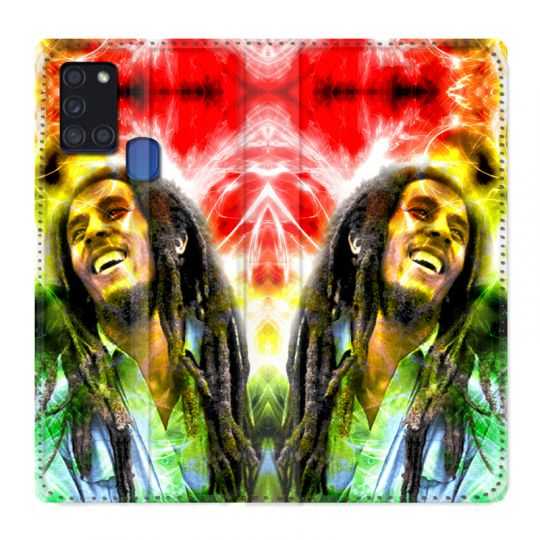 Housse cuir portefeuille pour Samsung Galaxy A21S Bob Marley Color