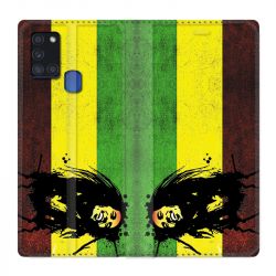 Housse cuir portefeuille pour Samsung Galaxy A21S Bob Marley Drapeau
