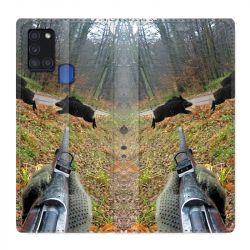 Housse cuir portefeuille pour Samsung Galaxy A21S Chasse Vision Tir
