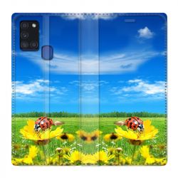 Housse cuir portefeuille pour Samsung Galaxy A21S Coccinelle