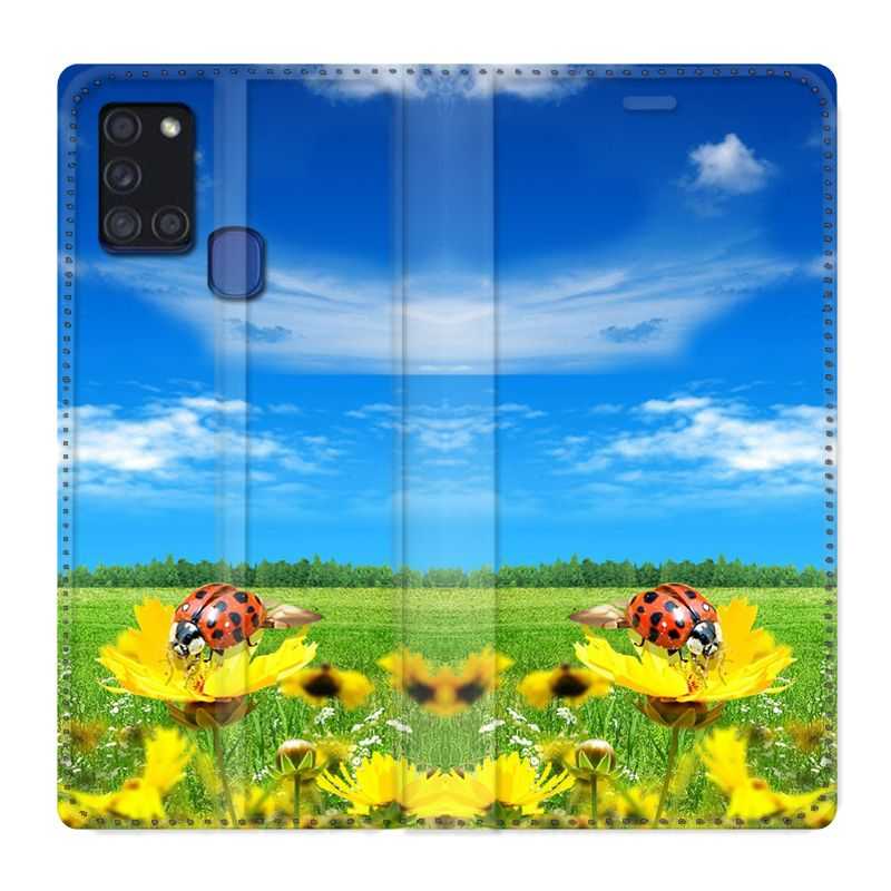 Housse cuir portefeuille pour Samsung Galaxy A21S Coccinelle