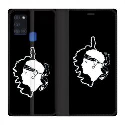Housse cuir portefeuille pour Samsung Galaxy A21S Corse Noir