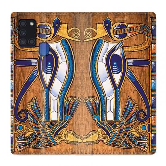 Housse cuir portefeuille pour Samsung Galaxy A21S Egypte Papyrus