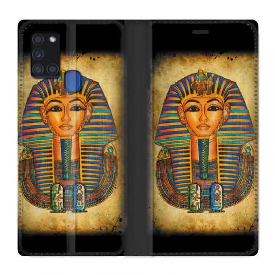 Housse cuir portefeuille pour Samsung Galaxy A21S Egypte Pharaon