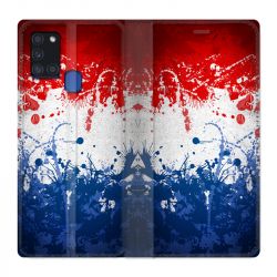 Housse cuir portefeuille pour Samsung Galaxy A21S France Eclaboussure