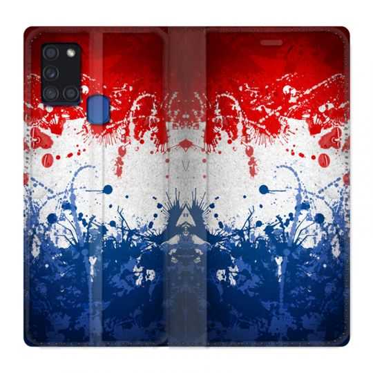 Housse cuir portefeuille pour Samsung Galaxy A21S France Eclaboussure
