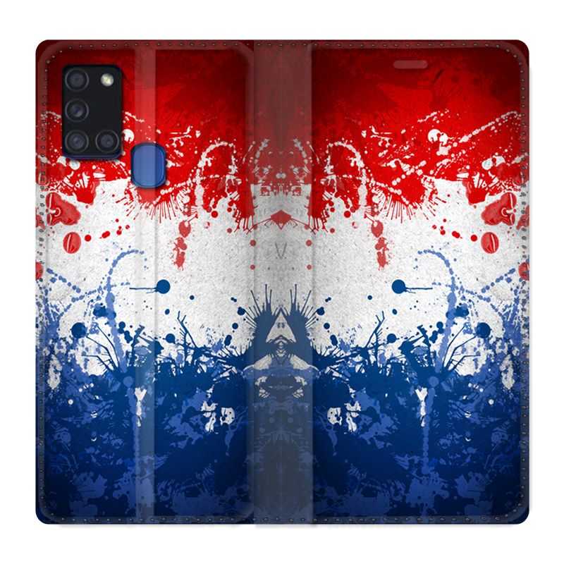 Housse cuir portefeuille pour Samsung Galaxy A21S France Eclaboussure