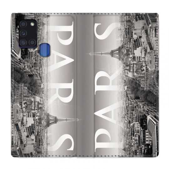 Housse cuir portefeuille pour Samsung Galaxy A21S France Paris Vintage
