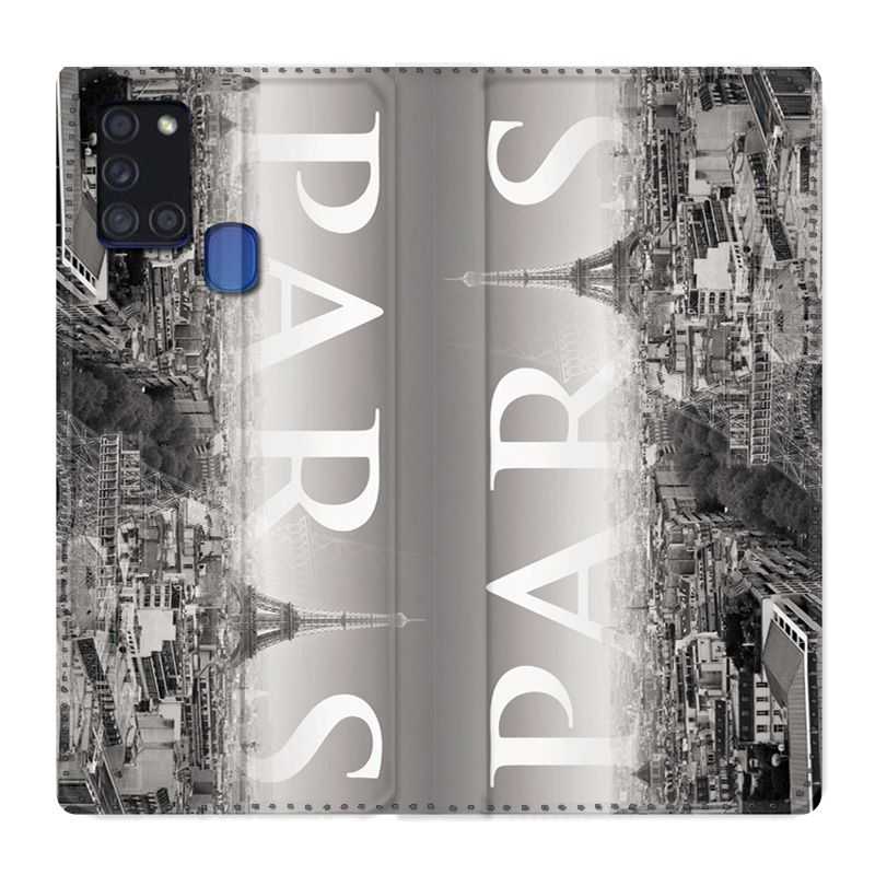 Housse cuir portefeuille pour Samsung Galaxy A21S France Paris Vintage