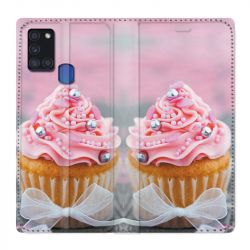 Housse cuir portefeuille pour Samsung Galaxy A21S Cupcake