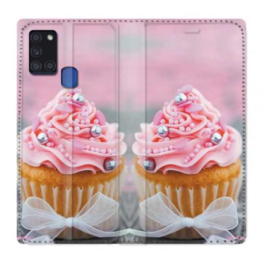 Housse cuir portefeuille pour Samsung Galaxy A21S Cupcake