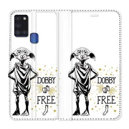 Housse cuir portefeuille pour Samsung Galaxy A21S WB License Harry Potter Dobby Free B