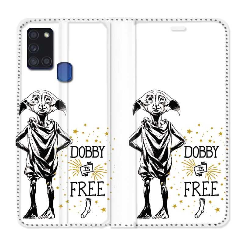 Housse cuir portefeuille pour Samsung Galaxy A21S WB License Harry Potter Dobby Free B