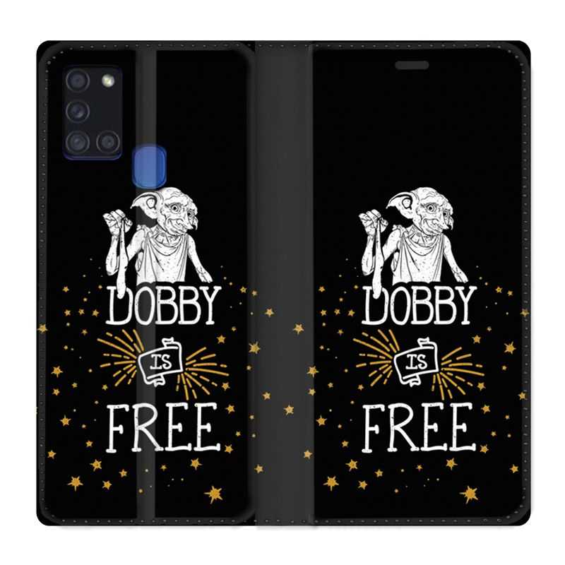 Housse cuir portefeuille pour Samsung Galaxy A21S WB License Harry Potter Dobby Free N