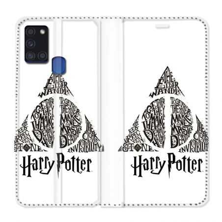 Housse cuir portefeuille pour Samsung Galaxy A21S WB License Harry Potter Triangle Blanc