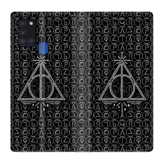 Housse cuir portefeuille pour Samsung Galaxy A21S WB License Harry Potter Triangle noir