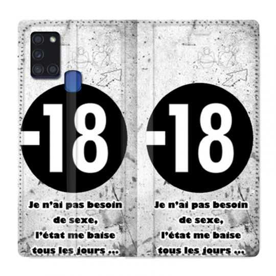 Housse cuir portefeuille pour Samsung Galaxy A21S Humour 18 Ans