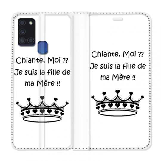Housse cuir portefeuille pour Samsung Galaxy A21S Humour Moi Chiante