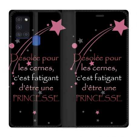 Housse cuir portefeuille pour Samsung Galaxy A21S Humour Princesse