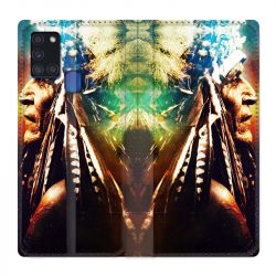 Housse cuir portefeuille pour Samsung Galaxy A21S Indien