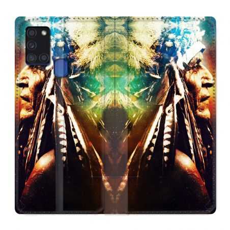 Housse cuir portefeuille pour Samsung Galaxy A21S Indien