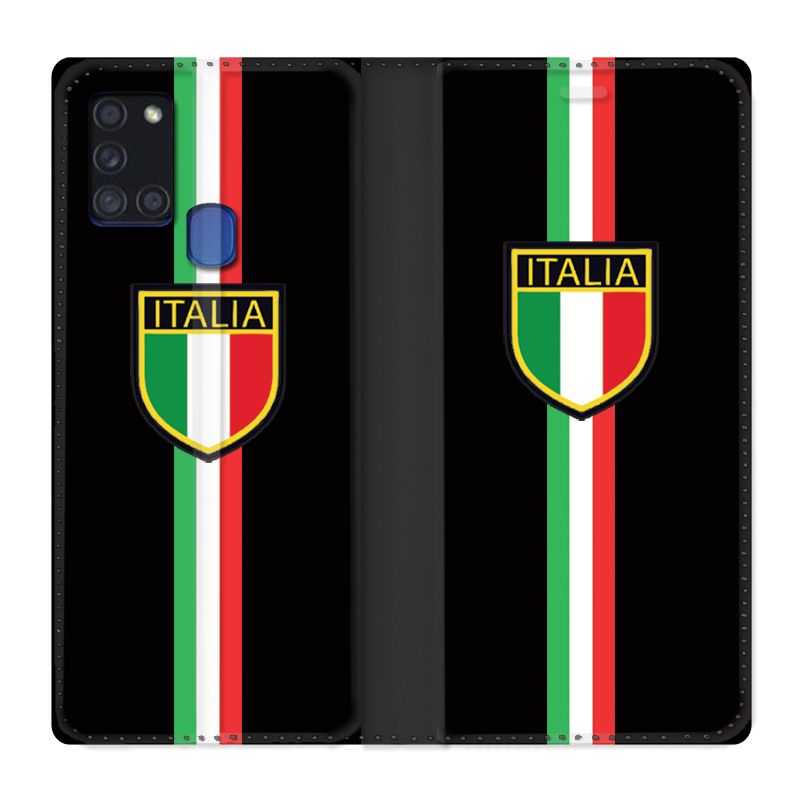 Housse cuir portefeuille pour Samsung Galaxy A21S Italie 3 Noir