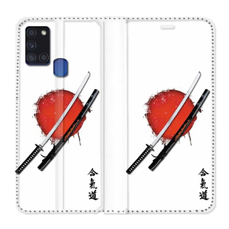 Housse cuir portefeuille pour Samsung Galaxy A21S Japon Epée