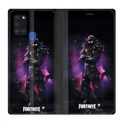 Housse cuir portefeuille pour Samsung Galaxy A21S Fortnite Raven