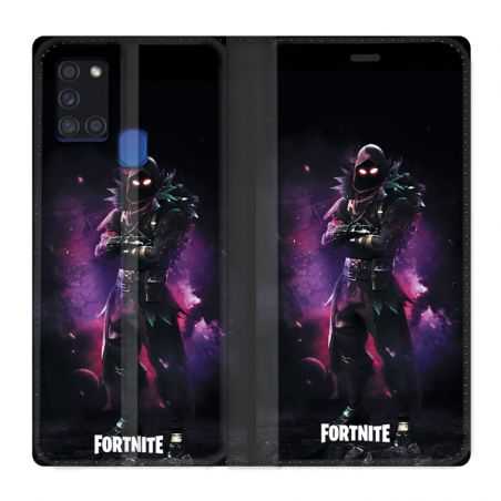 Housse cuir portefeuille pour Samsung Galaxy A21S Fortnite Raven