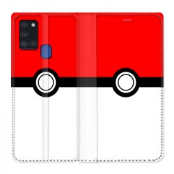 Housse cuir portefeuille pour Samsung Galaxy A21S Pokemon Pokeball